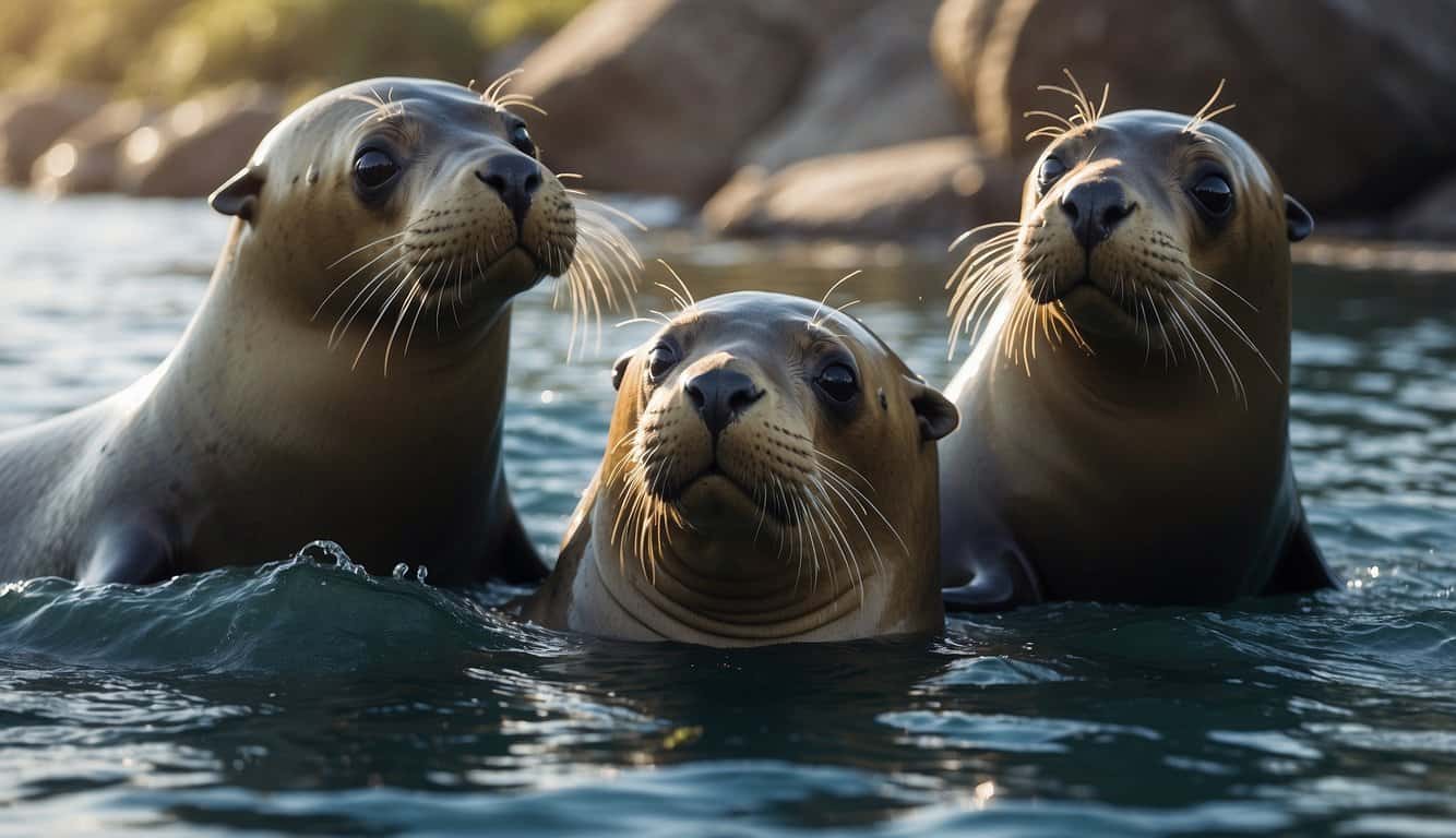 Sea lions gracefully maneuver through the water, using their powerful flippers to propel themselves forward. They deftly hunt and feed on fish, displaying their remarkable underwater abilities