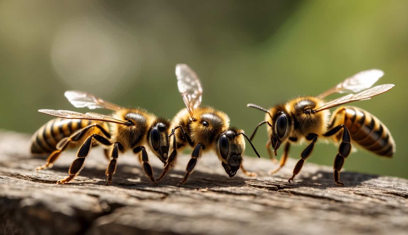 Honeybees perform the waggle dance on a vertical surface, using rapid movements and buzzing sounds to communicate the direction and distance of a food source to their hive mates