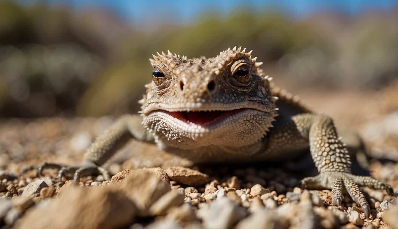 A horned lizard squirts blood from its eyes, deterring predators